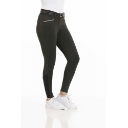Calça Equithème Claudine com fundo de silicone Verde escuro