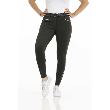 Calça Equithème Claudine com fundo de silicone Verde escuro