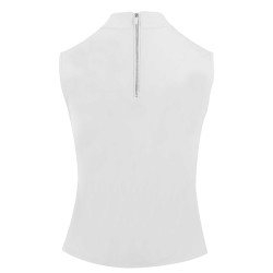 Polo Equithème Puebla sem mangas Branco / cinza