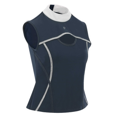 Polo Equithème Puebla sem mangas Marinho / cinza Azul Polo Equithème Puebla sem mangas Marinho / cinza Azul