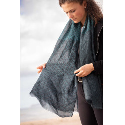 Estola Alix Pénélope Preto / azul-petróleo