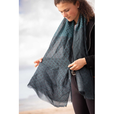 Estola Alix Pénélope Preto / azul-petróleo