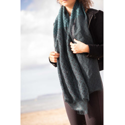 Estola Alix Pénélope Preto / azul-petróleo