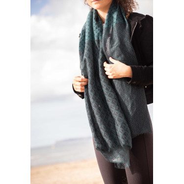 Estola Alix Pénélope Preto / azul-petróleo