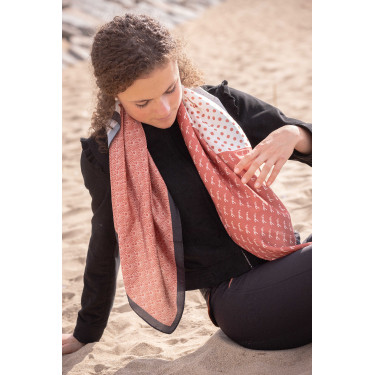 Lenço Pénélope Mya Cru / ferrugem Branco