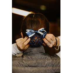 Presilha de rede para cabelo Equithème Duo Azul-marinho / branco