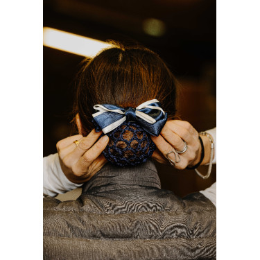 Presilha de rede para cabelo Equithème Duo Azul-marinho / branco