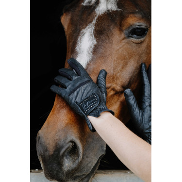 Luvas Je t'aime Equithème Strass Preto