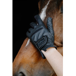 Luvas Je t'aime Equithème Strass Preto