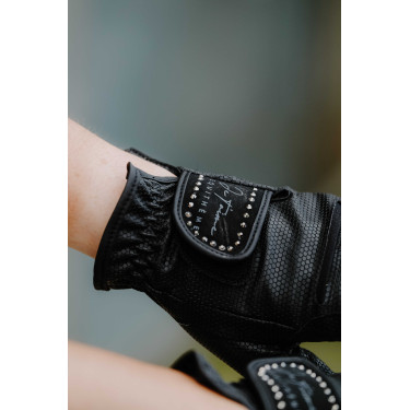 Luvas Je t'aime Equithème Strass Preto