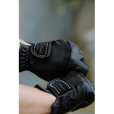 Luvas Je t'aime Equithème Strass Preto