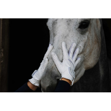 Luvas Je t'aime Equithème Strass Branco