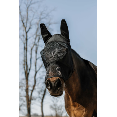 Máscara anti-moscas anti-UV Equithème Soft com nariz Preto