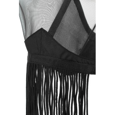 Máscara anti-moscas anti-UV Equithème com Franjas Preto Máscara anti-moscas anti-UV Equithème com Franjas Preto