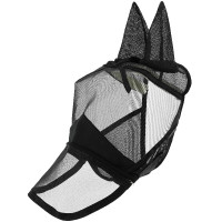 Máscara anti-moscas anti-UV Equithème 2 en 1 Preto