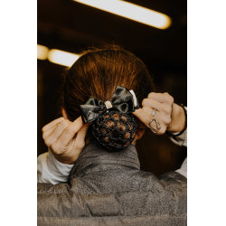 Rede para cabelo com pérolas Equithème Preto / branco