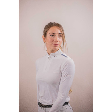 Polo de competição Pénélope Séville Mesh mangas compridas Branco