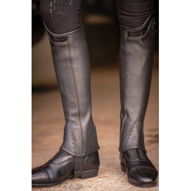 Mini-chaps Pénélope Prisca couro Preto