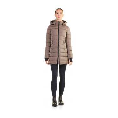 Parka longa acolchoada Ego7 Era com capuz removível para mulher Rola Castanho