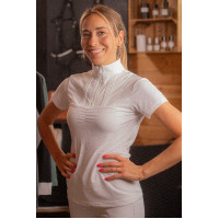 Polo de competição Pénélope Florence Mesh manga curta para mulher Branco