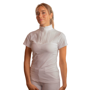 Polo de competição Pénélope Florence Mesh manga curta para mulher Branco