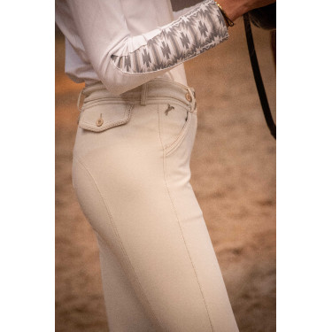 Calça Pénélope Point Sellier Creme Bege Calça Pénélope Point Sellier Creme Bege