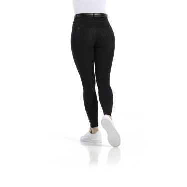 Calça Equithème Safir com fundo de silicone Preto / azul