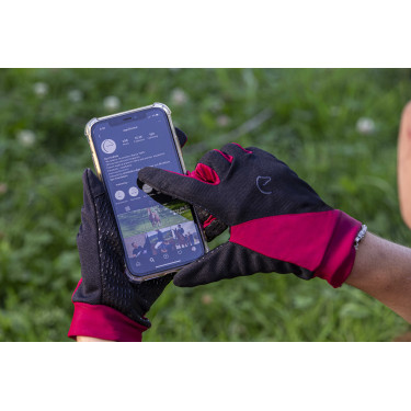 Luvas Equithème Knit digital Preto / ameixa Luvas Equithème Knit digital Preto / ameixa