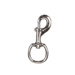 Mosquetão com olhal redondo de 30 mm em aço niquelado