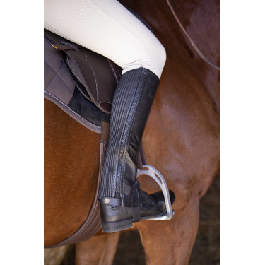 Mini-perneiras Equithème couro Preto