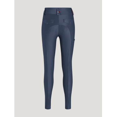 Calça Tommy Hilfiger Equestrian Highland Hybrid feminina full grip Índigo desbotado Azul