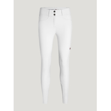 Calças Tommy Hilfiger Equestrian Lea com grip nos joelhos para mulher Branco óptico Calças Tommy Hilfiger Equestrian Lea com grip nos joelhos para mulher Branco óptico