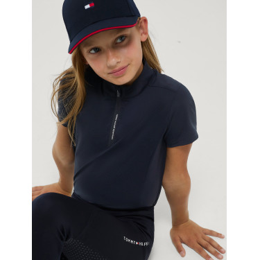 Polo de treino Palma Tommy Hilfiger Equestrian 1/4 Zip Young Rider mangas curtas Céu do deserto Azul