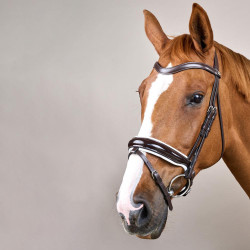 Bridão Working by Dy'on Muserola Combinada Larga Envernizada Forro Branco Castanho