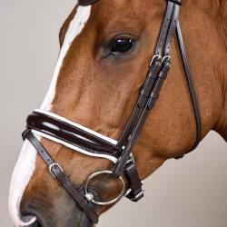 Bridão Working by Dy'on Muserola Combinada Larga Envernizada Forro Branco Castanho