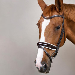 Bridão Working by Dy'on Muserola Combinada Larga Envernizada Forro Branco Castanho