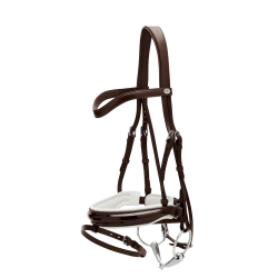 Bridão Working by Dy'on Muserola Combinada Larga Envernizada Forro Branco Castanho