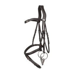 Bridão com muserola combinada Dy'on em couro macio Preto