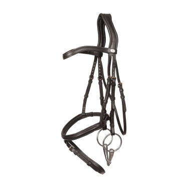 Bridão com muserola combinada Dy'on em couro macio Preto