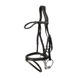 Bridão com muserola combinada média em couro macio Dy'on Preto