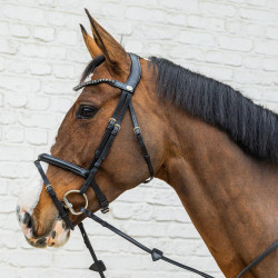 Bridão com muserola combinada média em couro macio Dy'on Preto