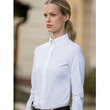 Camisa de manga comprida Equestrian Stockholm Performance feminina Branco