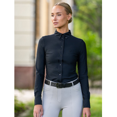 Camisa de manga comprida Equestrian Stockholm Performance feminina Preto
