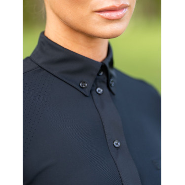 Camisa de manga comprida Equestrian Stockholm Performance feminina Preto