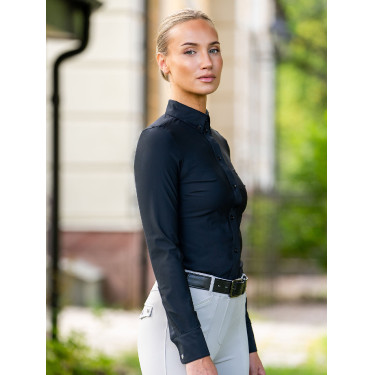 Camisa de manga comprida Equestrian Stockholm Performance feminina Preto