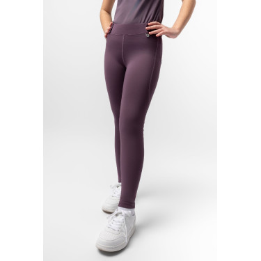 Leggings de equitação infantil Horze Dea Ameixa preta Violeta