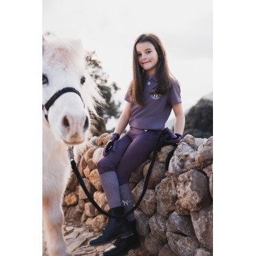 Leggings de equitação infantil Horze Dea Ameixa preta Violeta