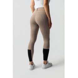 Calça de equitação Horze Evelyn com fundo integral feminino Toupeira simples Bege