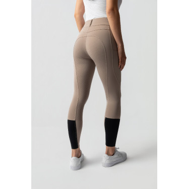 Calça de equitação Horze Evelyn com fundo integral feminino Toupeira simples Bege