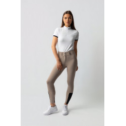Calça de equitação Horze Evelyn com fundo integral feminino Toupeira simples Bege